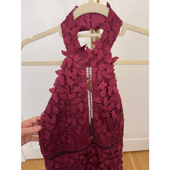 Bardot Gemma Halter Lace Sheath Dress Like New, Burgundy, Size XS - Picture 7 of 8